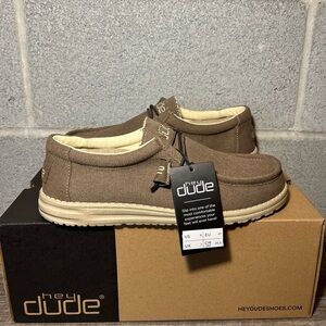 Men's Original Hey Dude‎ Wally Wenge Canvas Laced-Up Loafer Shoes Size 8